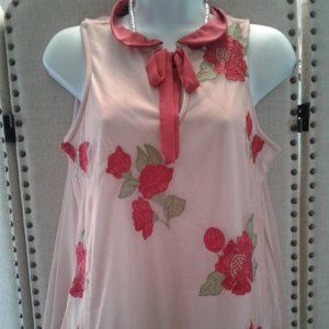 Disney Lauren Conrad XS Feminine Red Floral Lined Top